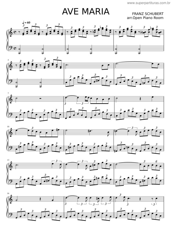 Partitura da música Ave Maria, D.839 – Franz Schubert Ave Maria C Major