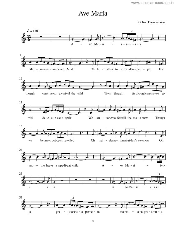 Partitura da música Ave Maria, D.839 – Franz Schubert Ave Maria Celine Dion Version Tune And Lyrics