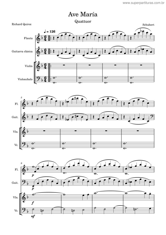 Partitura da música Ave Maria, D.839 – Franz Schubert Ave María v.4