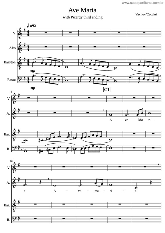 Partitura da música Ave Maria, D.839 – Franz Schubert Ave Maria V2