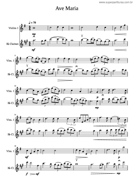 Partitura da música Ave Maria, D.839 – Franz Schubert Ave Maria Violin Duet  4