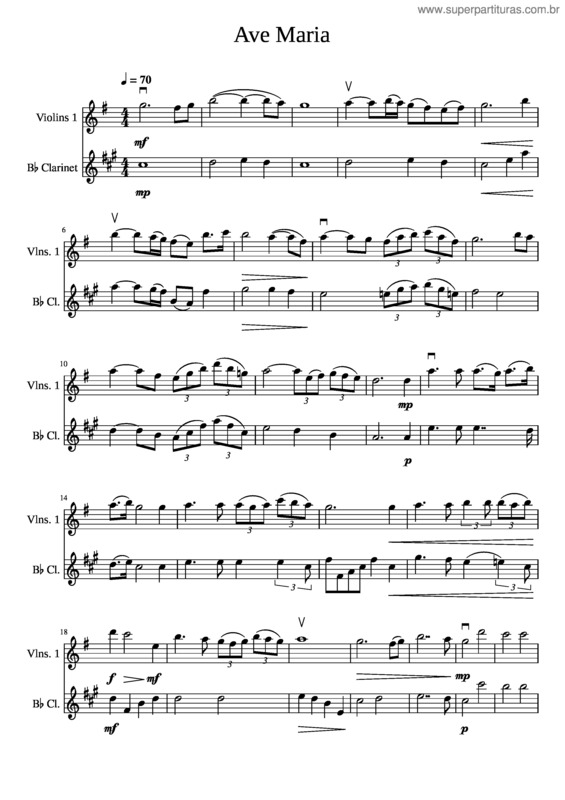 Partitura da música Ave Maria, D.839 – Franz Schubert Ave Maria Violin Duet
