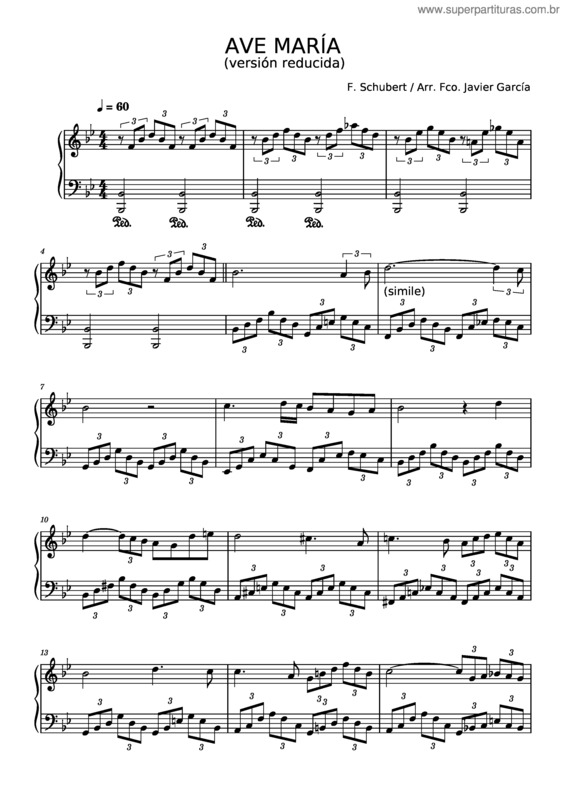 Partitura da música Ave Maria, D.839 – Franz Schubert Ave María