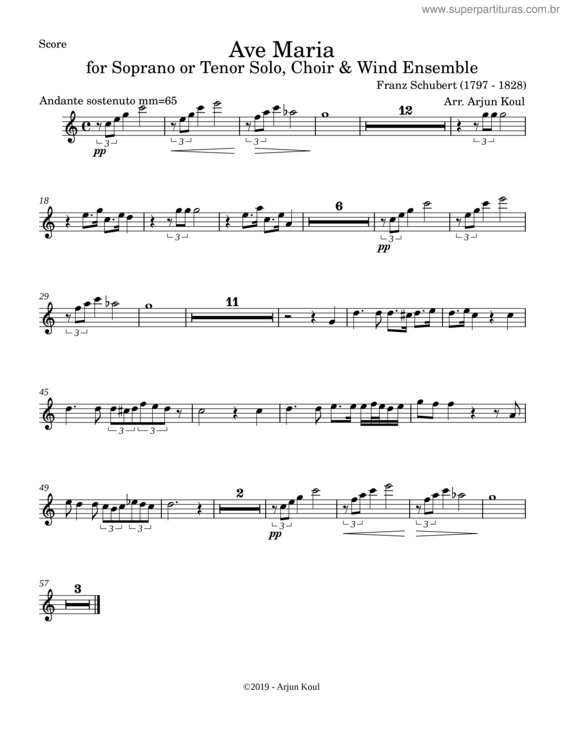Partitura da música Ave Maria, D.839 – Franz Schubert Glockenspiel.Mxl