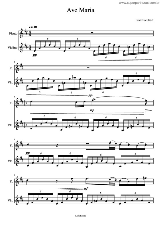 Partitura da música Ave Maria, D.839 – Franz Schubert