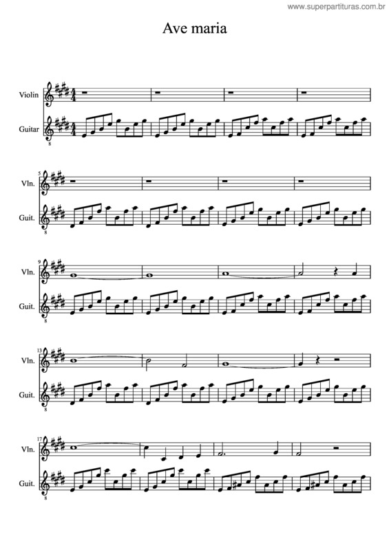 Partitura da música Ave Maria  In D Major