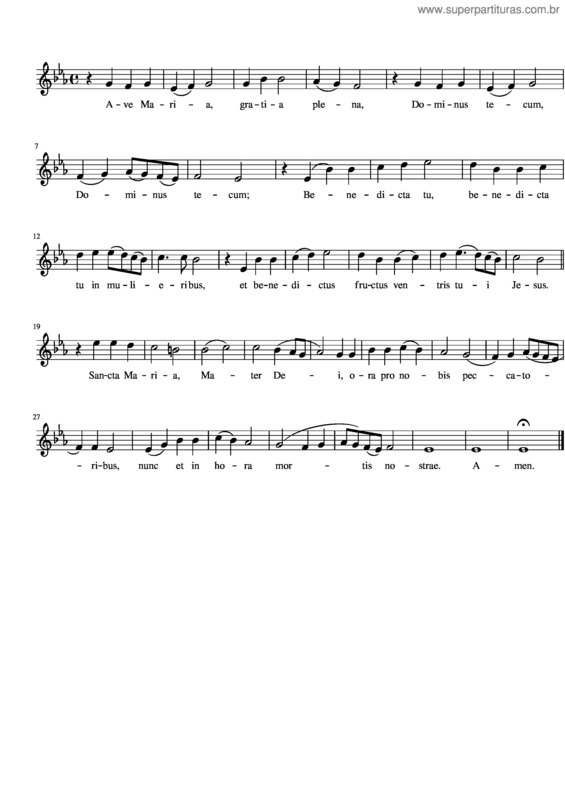 Partitura da música Ave Maria, Jacques Arcadelt