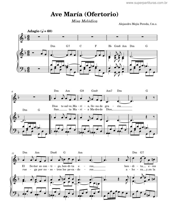 Partitura da música Ave Maria –Ofertorio–