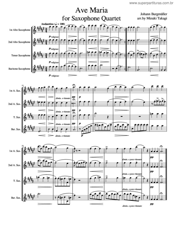 Partitura da música Ave Maria 25 Études Faciles Et Progressives, Op. 100 – Johann Friedrich Franz Burgmüller