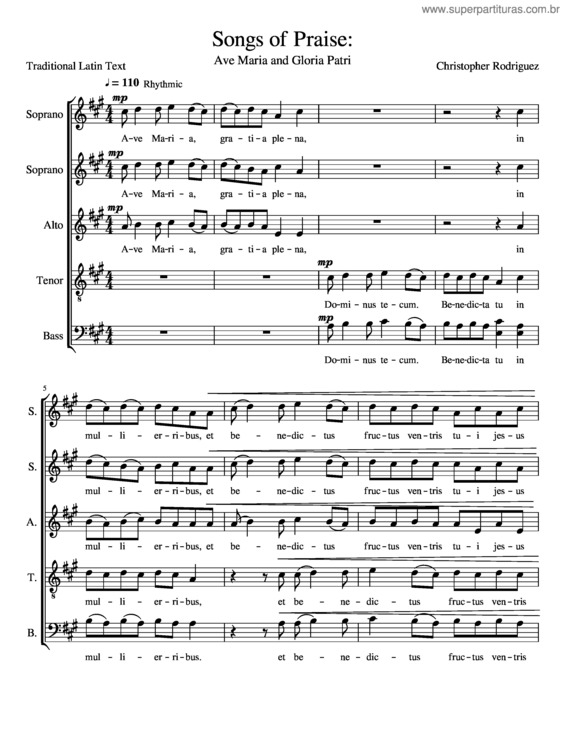 Partitura da música Ave Maria And Gloria Patri