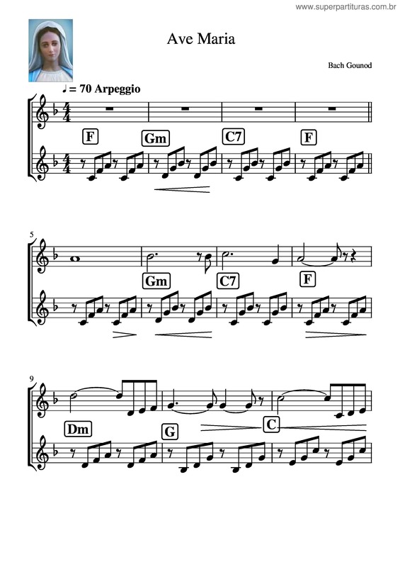 Partitura da música Ave Maria Bach Goubod Uitgebreid 2 Balken