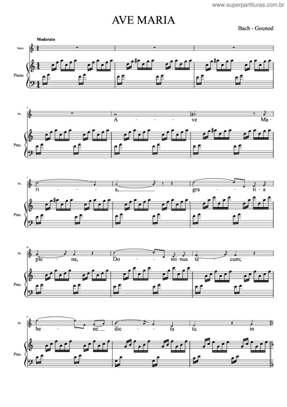 Partitura da música Ave Maria Bach Gounod v.2