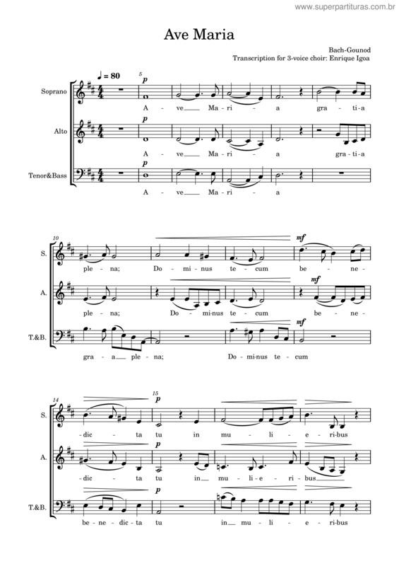 Partitura da música Ave Maria Bach–Gounod v.4