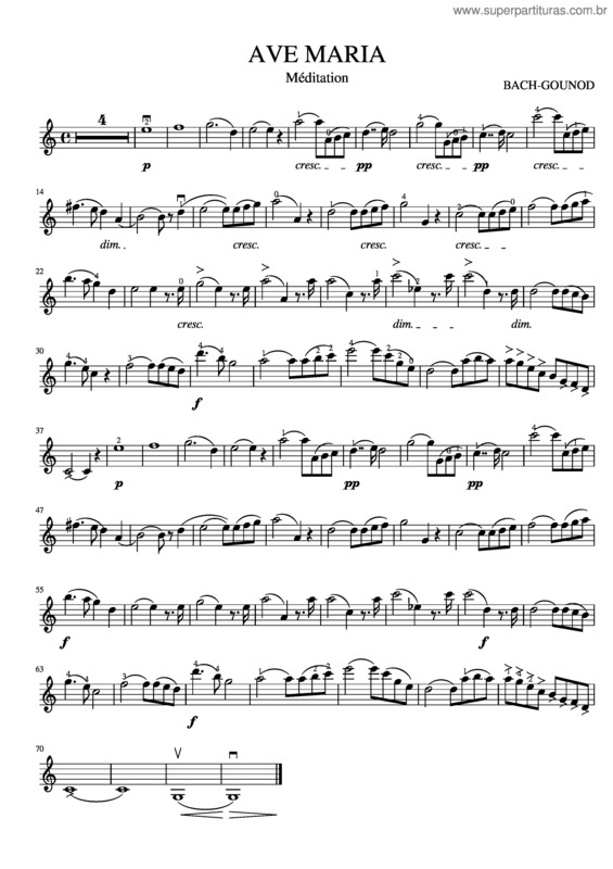 Partitura da música Ave Maria Bach Gounod