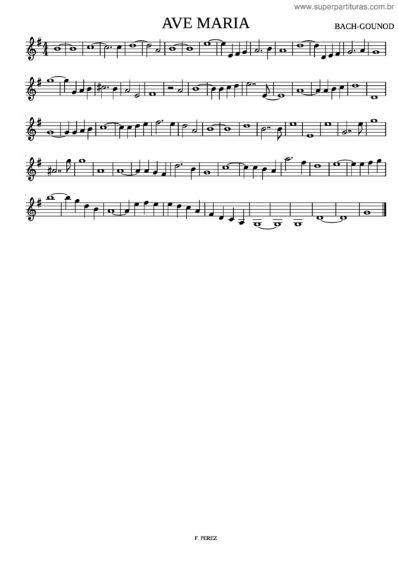 Partitura da música Ave Maria Bach v.2