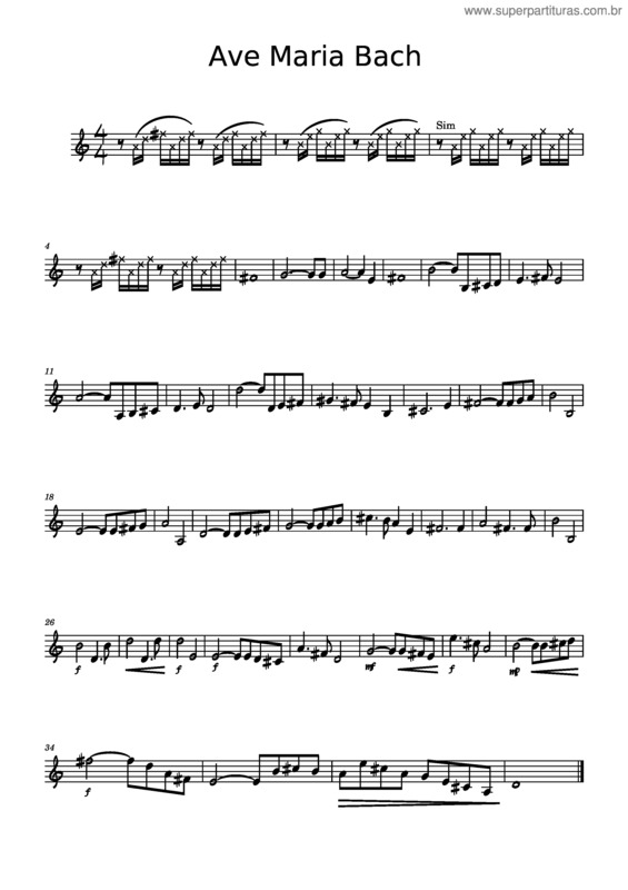 Partitura da música Ave Maria Bach v.4