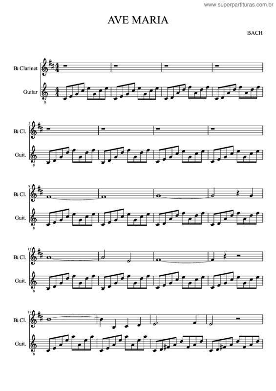 Partitura da música Ave Maria Bach