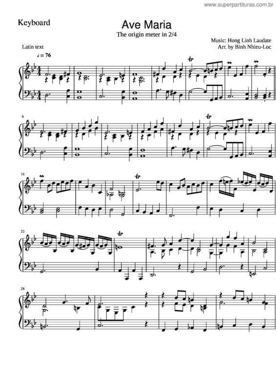 Partitura da música Ave Maria Band–Keyboard