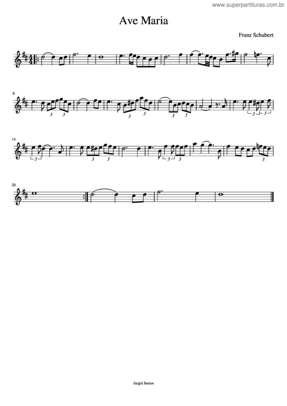 Partitura da música Ave Maria Bb