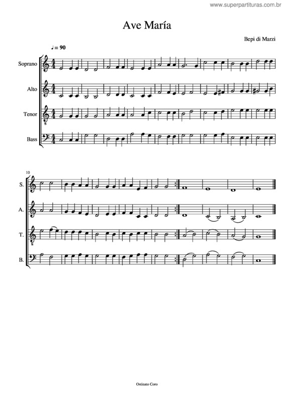 Partitura da música Ave María Bepi Di Marzi