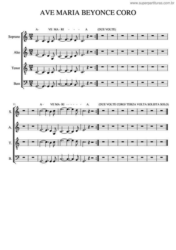 Partitura da música Ave Maria Beyonce Coro