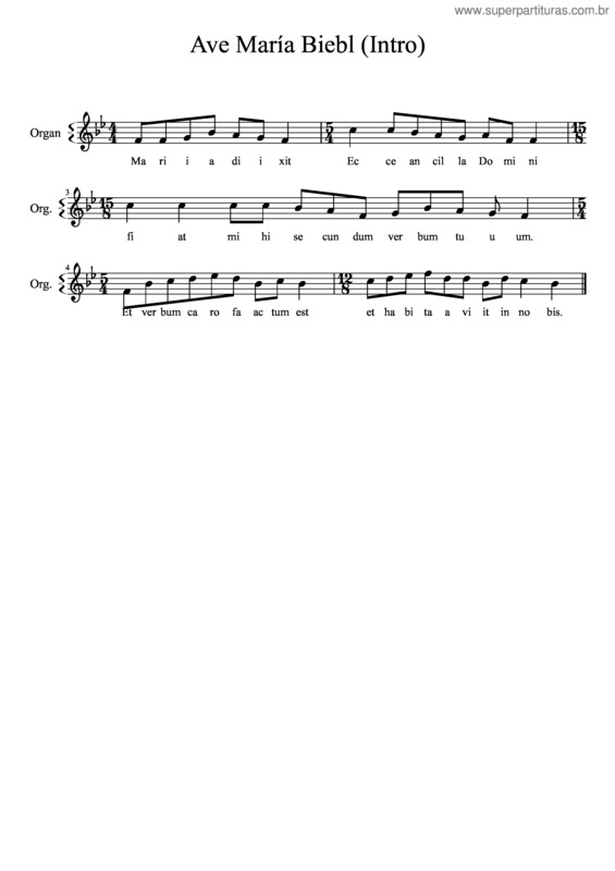 Partitura da música Ave María Biebl