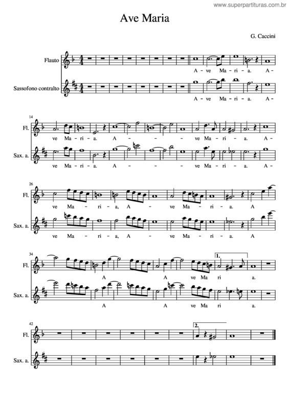 Partitura da música Ave Maria Caccin