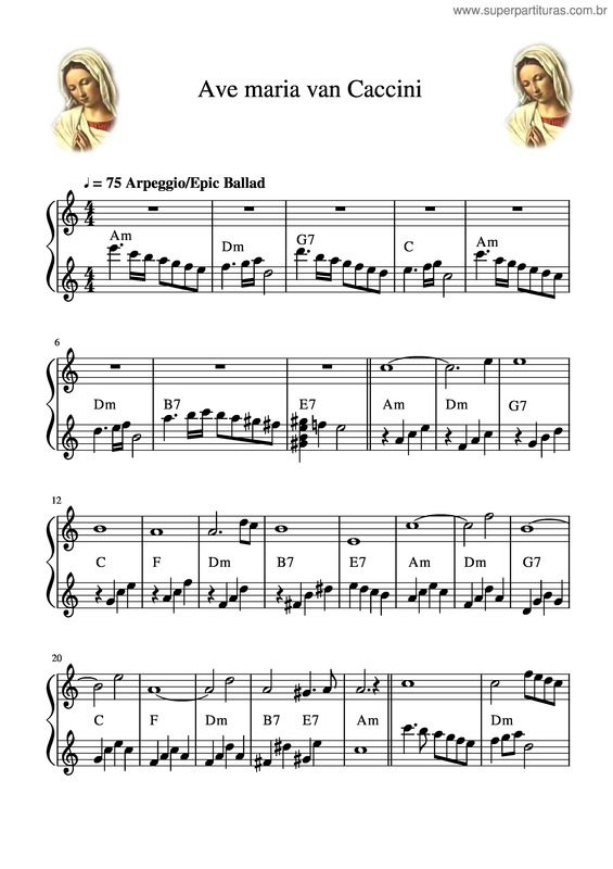 Partitura da música Ave Maria Caccini, 2 Balken