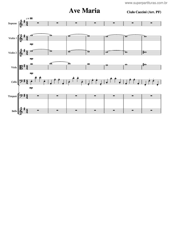 Partitura da música Ave Maria Caccini.Orquerta De Cuerda+Solista.Versión 2