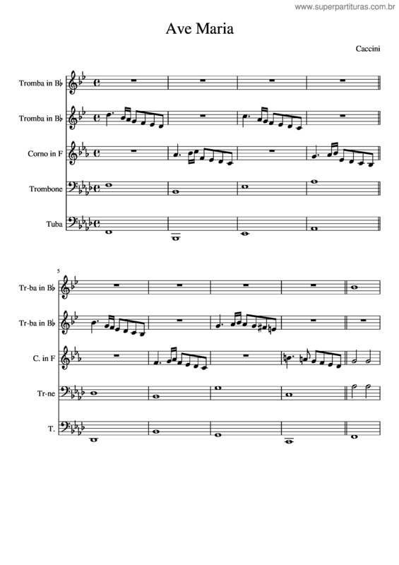Partitura da música Ave Maria Caccini v.5