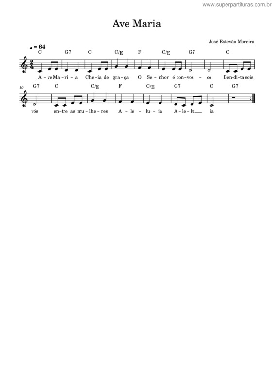 Partitura da música Ave Maria Cheia De Graça – Antífona