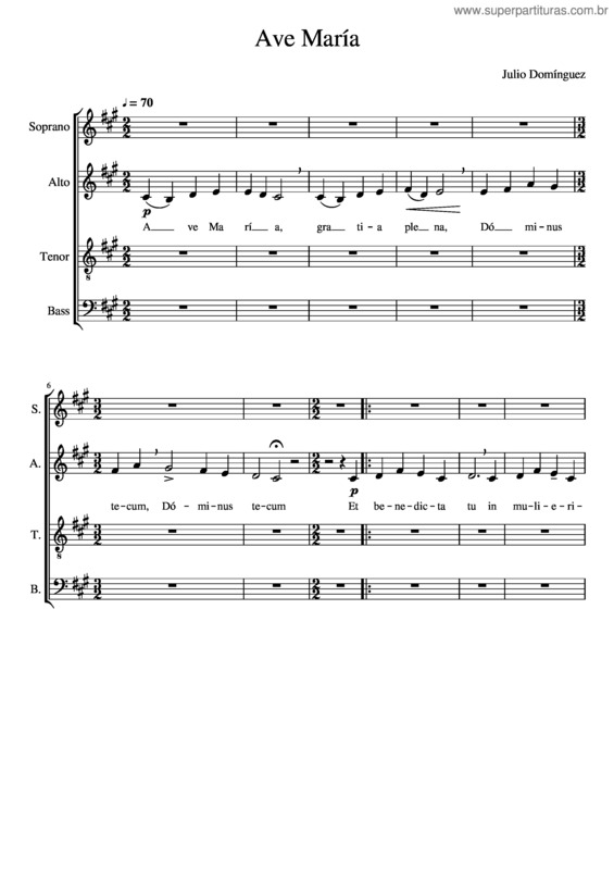 Partitura da música Ave Maria Contraltos