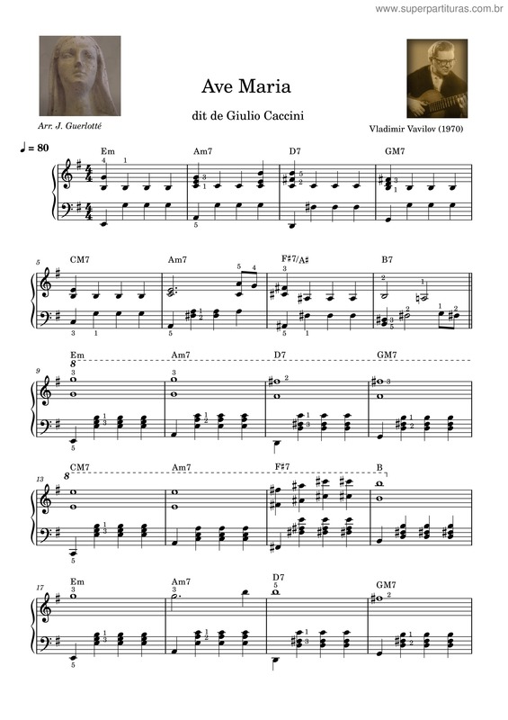 Partitura da música Ave Maria De Caccini