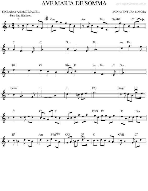 Partitura da música Ave Maria de Somma