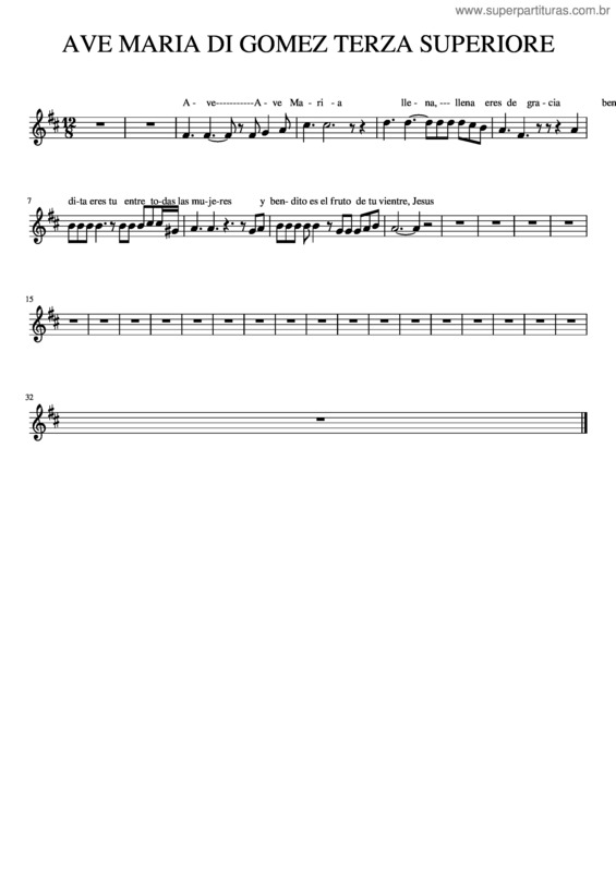 Partitura da música Ave Maria Di Gomez Terza Superiore