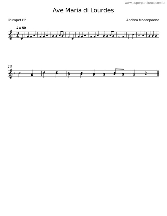Partitura da música Ave Maria Di Lourdes – Andrea Montepaone