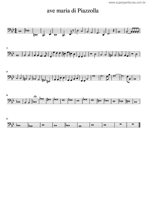Partitura da música Ave Maria Di Piazzolla