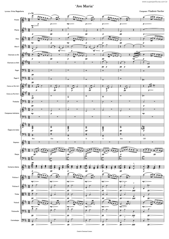 Partitura da música Ave Maria Dit De Caccini De Vavilov