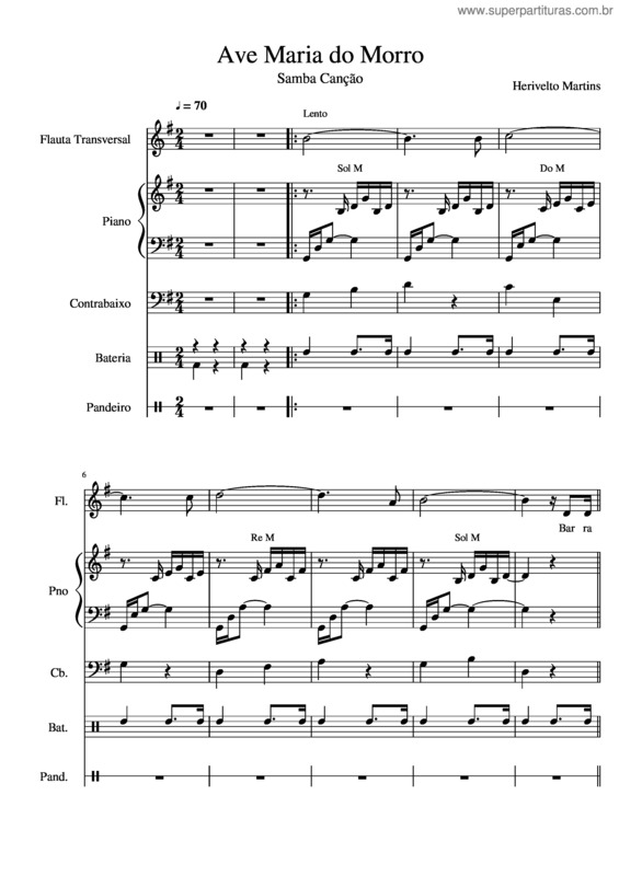 Partitura da música Ave Maria Do Morro v.2