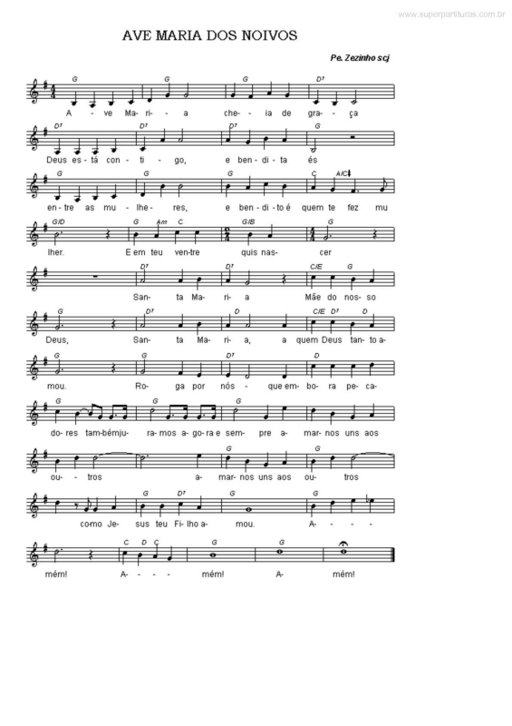 Partitura da música Ave Maria dos Noivos