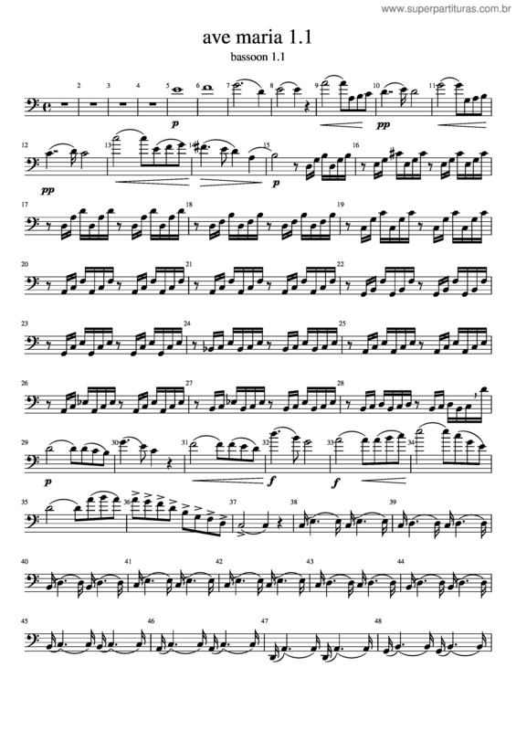 Partitura da música Ave Maria For Bassoon Trio, Bassoon 1
