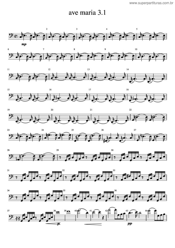 Partitura da música Ave Maria For Bassoon Trio, Bassoon 3
