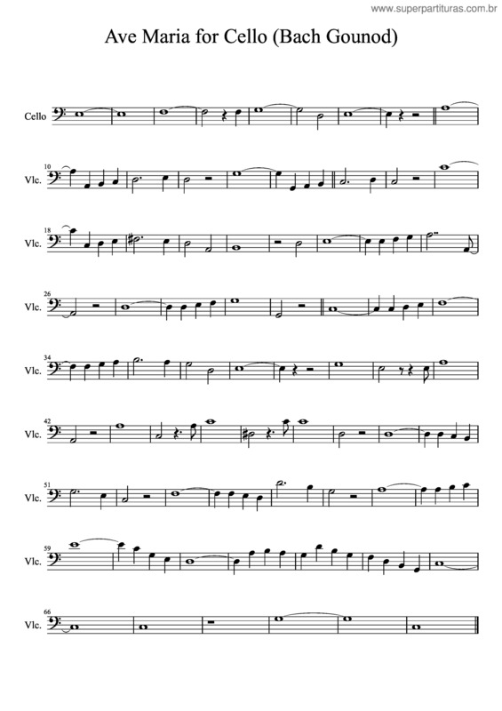 Partitura da música Ave Maria For Cello v.2
