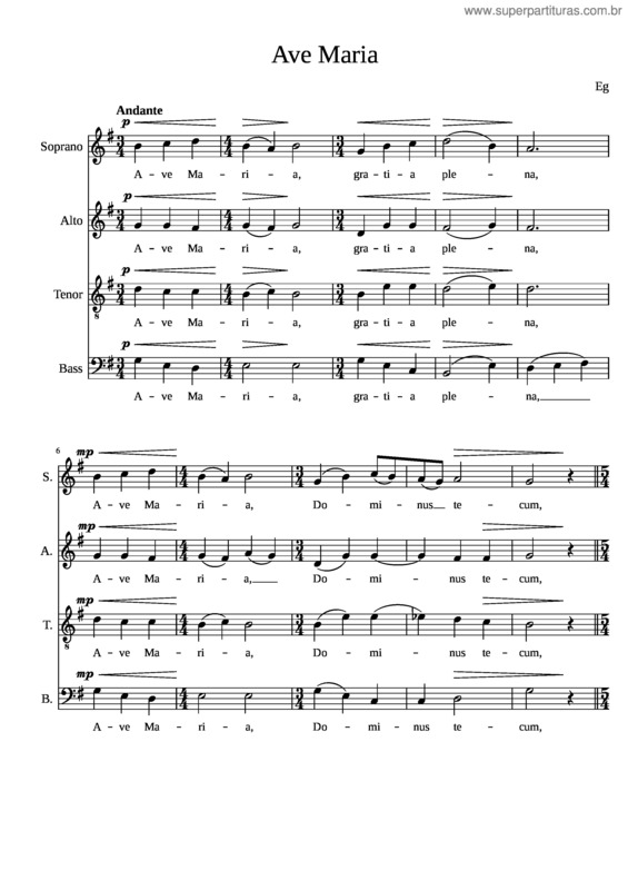 Partitura da música Ave Maria For Satb Choir