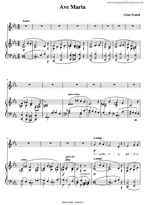 Partitura da música Ave Maria–Franck