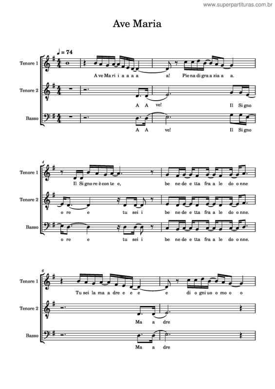 Partitura da música Ave Maria Gen Rosso