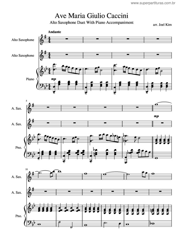 Partitura da música Ave Maria Giulio Caccini