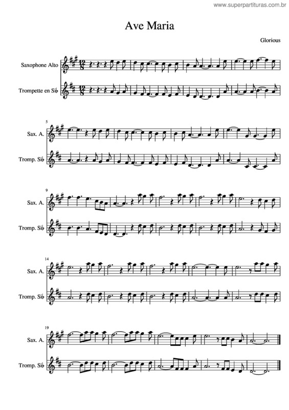 Partitura da música Ave Maria Glorious v.2