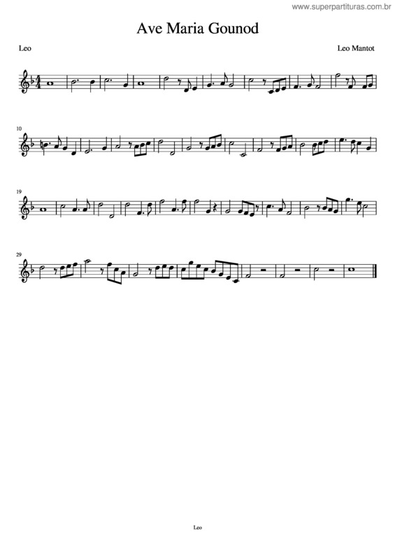 Partitura da música Ave Maria Gounod