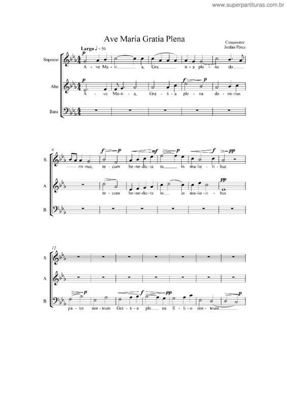 Partitura da música Ave Maria Gratia Plena